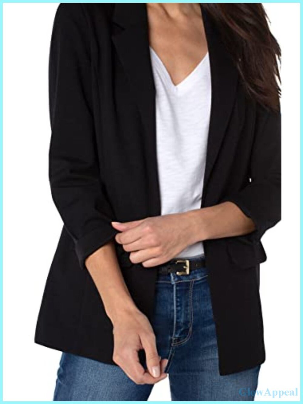 Boyfriend Blazer with Princess Darts Denim Button Closure Blazer